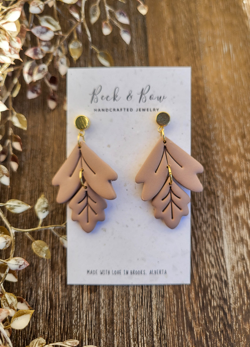 Taupe Leaf Dangle